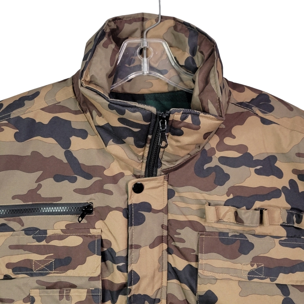 Oscar Vintage Camo Camouflage Plaid Lined Hunting Cargo Survival Outdoor Vest XL - Picture 4 of 14